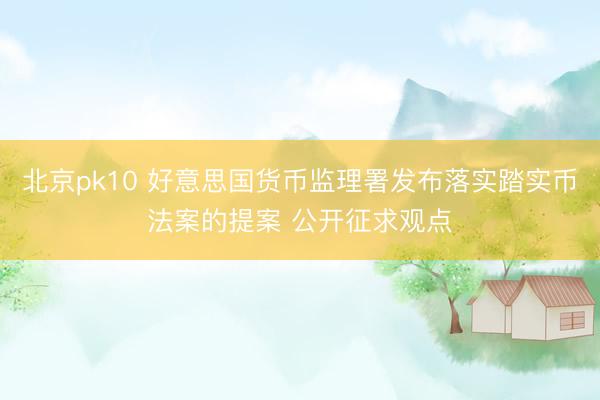北京pk10 好意思国货币监理署发布落实踏实币法案的提案 公开征求观点