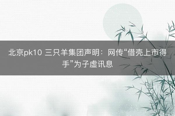 北京pk10 三只羊集团声明：网传“借壳上市得手”为子虚讯息